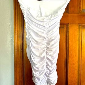 white runched dress